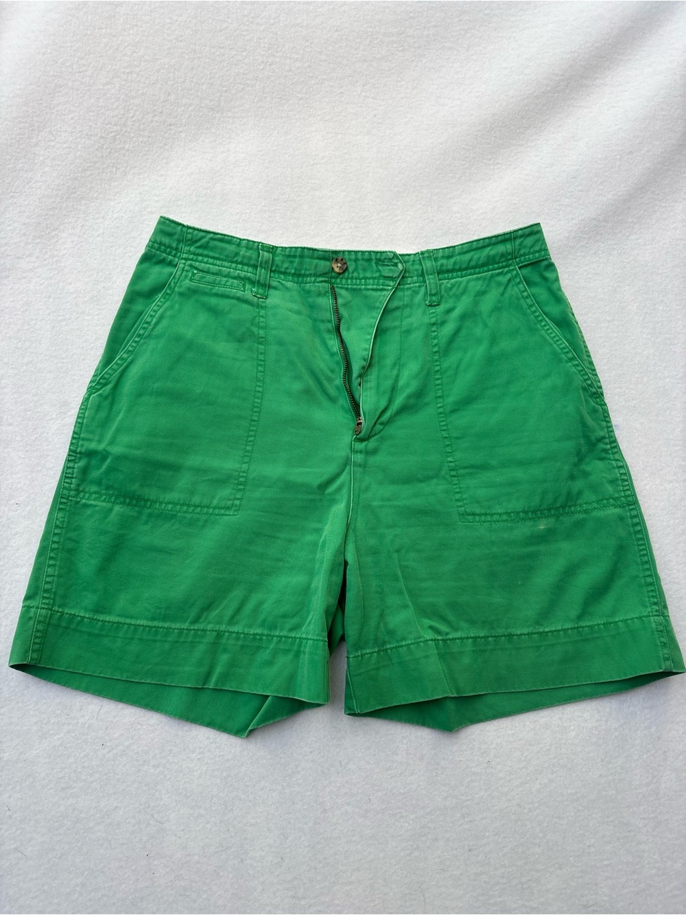 Vintage Basic Editions Bright Green Flat-Front Women’s Shorts- 100% Cotton